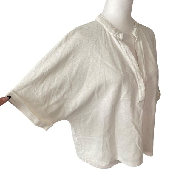 Majestic Filatures Taille 2 Small Deluxe Teeshirt Linen Cotton Top Vneck - Picture 7 of 10